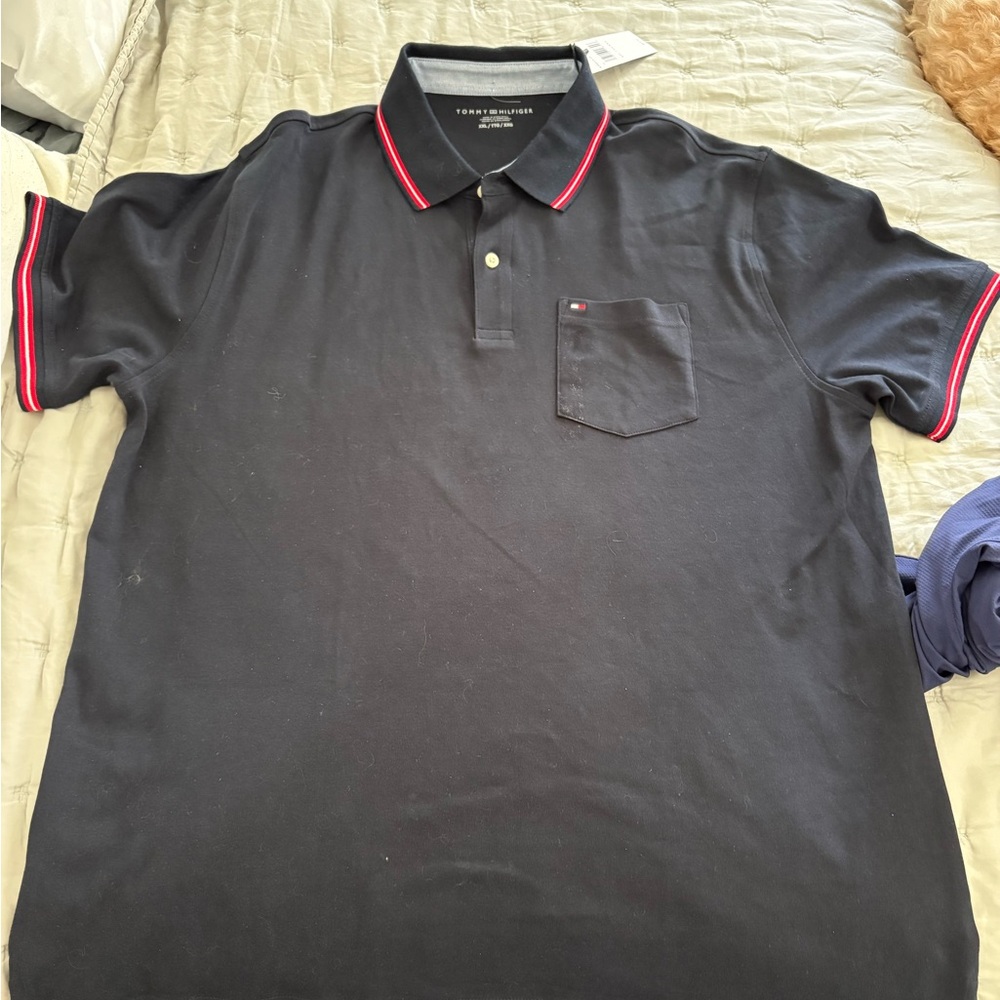 Tommy Hilfiger Polo with Red Trim and Chest Pocket